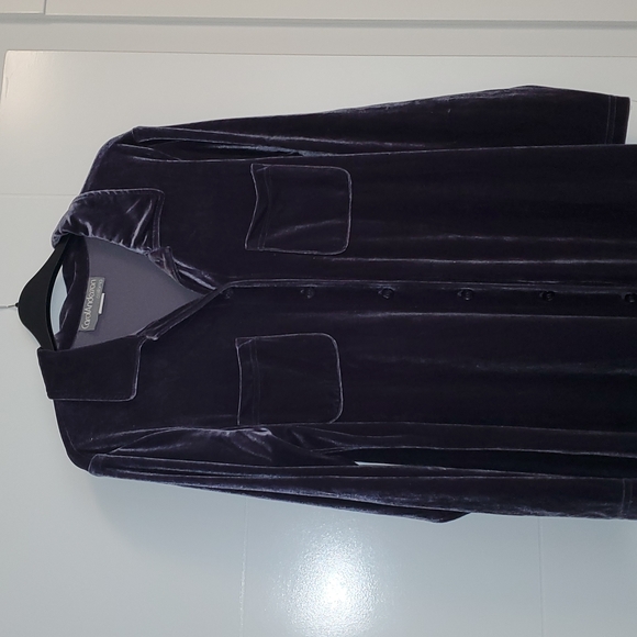 Long Grey Velvet Shirt Dress - New - Picture 2 of 8